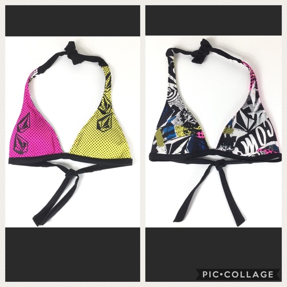 Volcom Other - Volcom Reversible Padded Bright Graphic Bikini Top